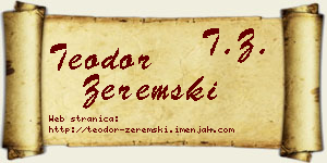 Teodor Zeremski vizit kartica